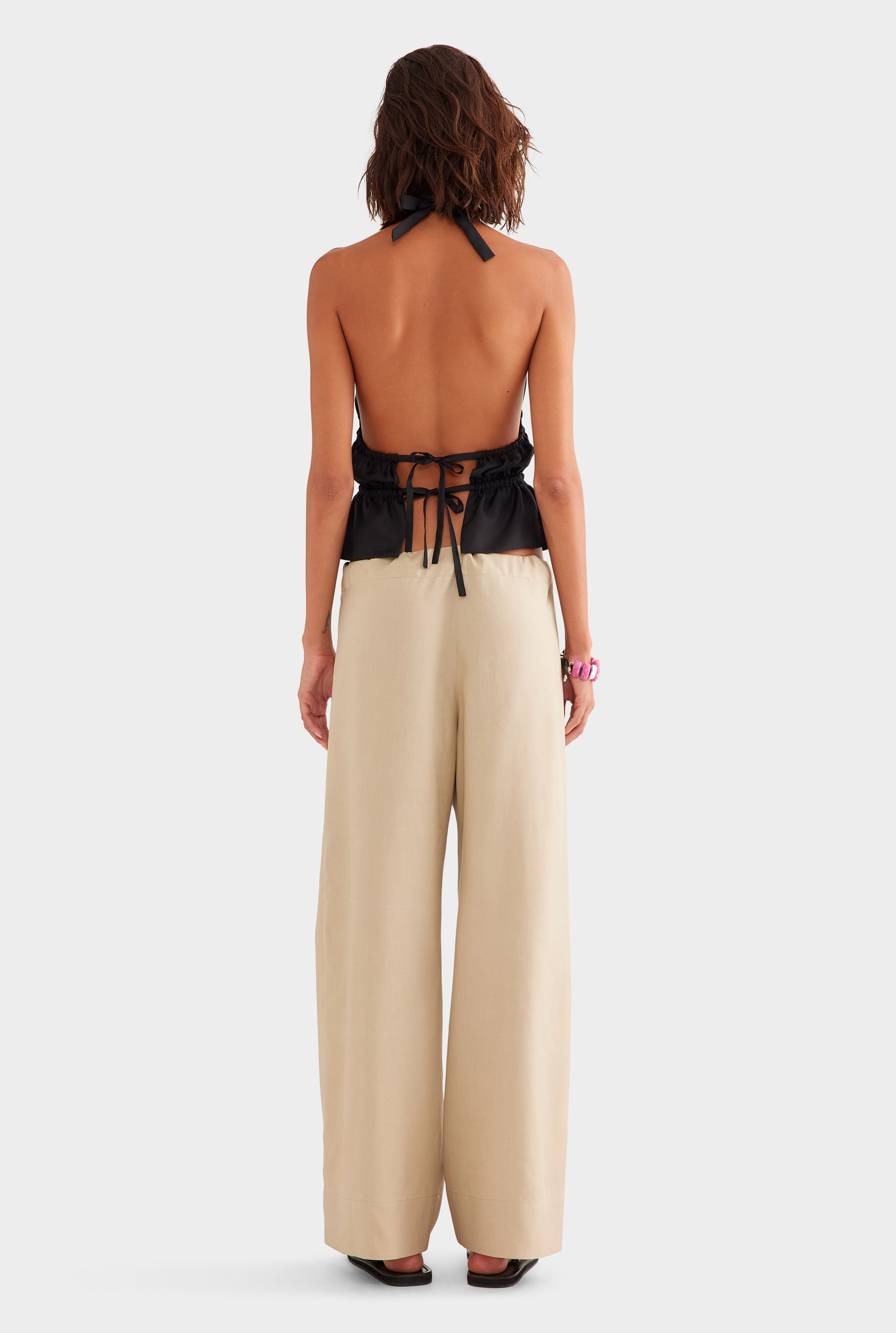 Silk Twill Halter Top - Black