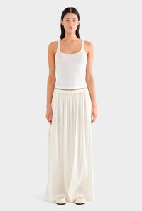 Silk Linen Maxi Skirt - Off White
