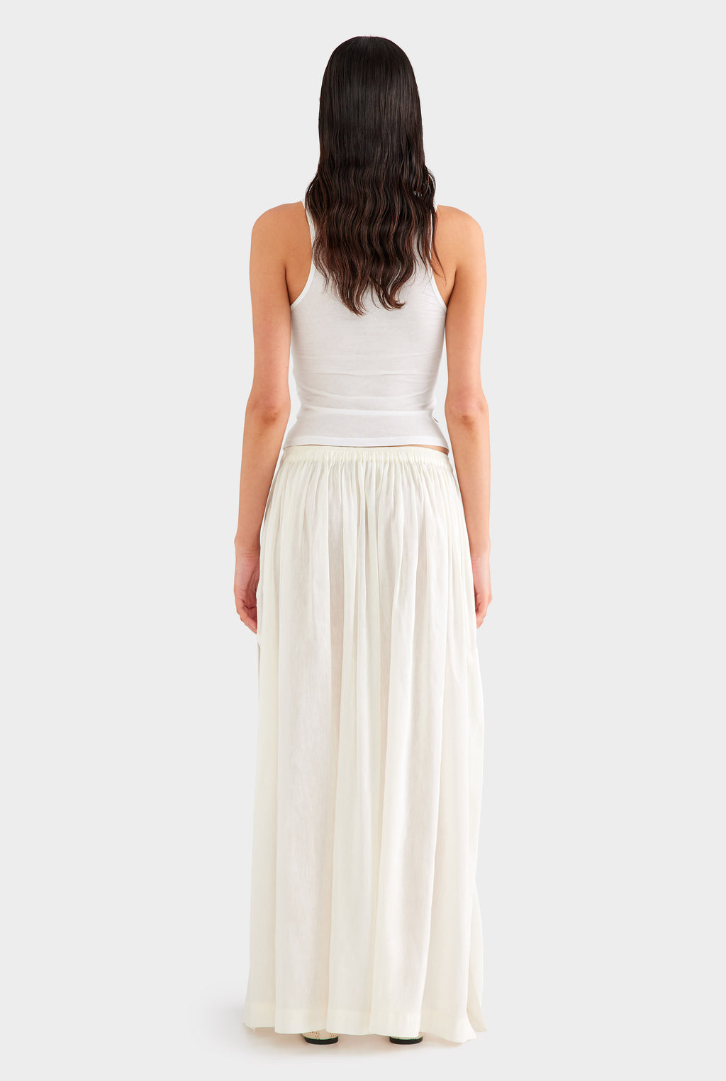 Silk Linen Maxi Skirt - Off White