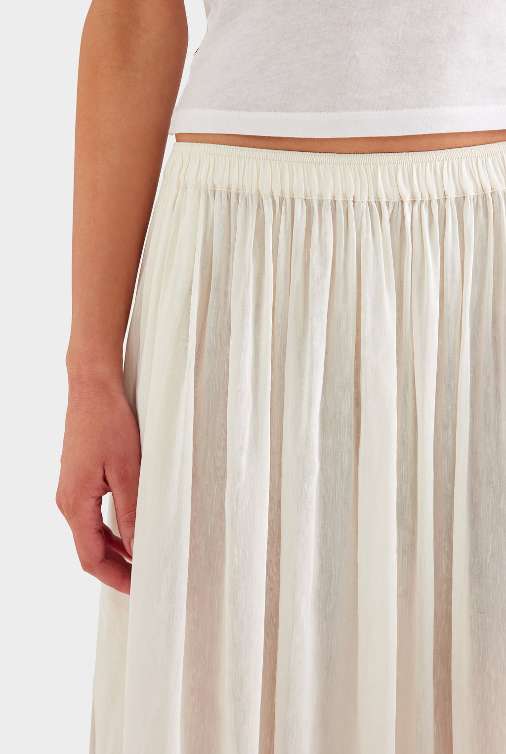 Silk Linen Maxi Skirt - Off White