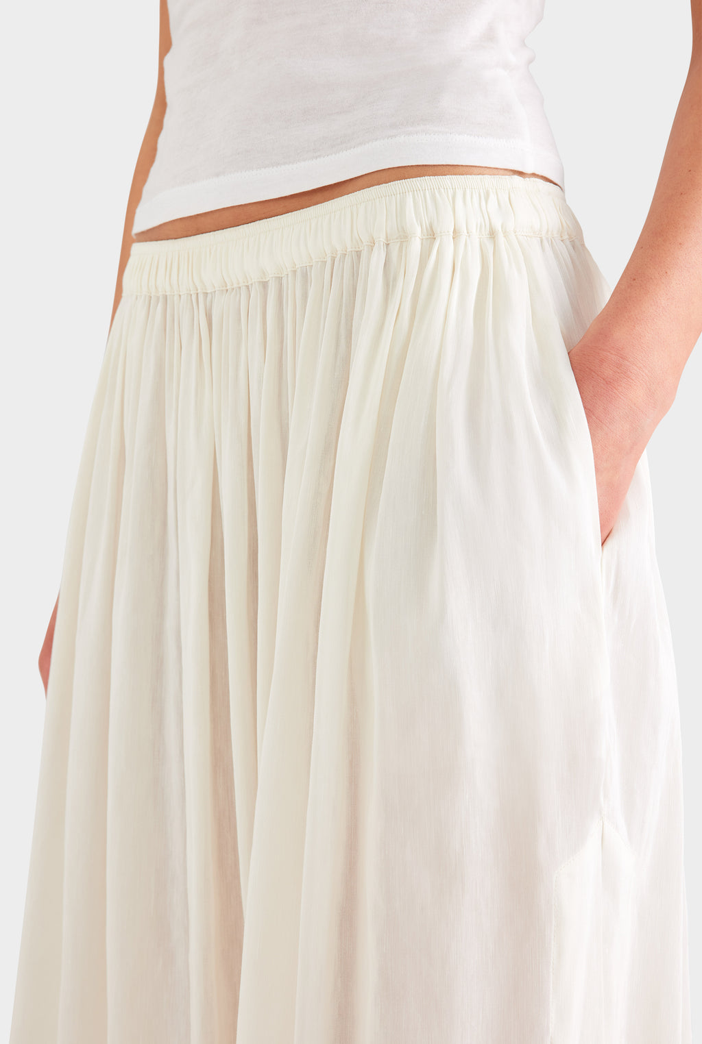 Silk Linen Maxi Skirt - Off White