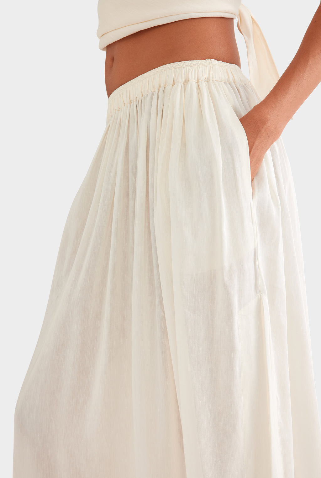Silk Linen Maxi Skirt - Off White