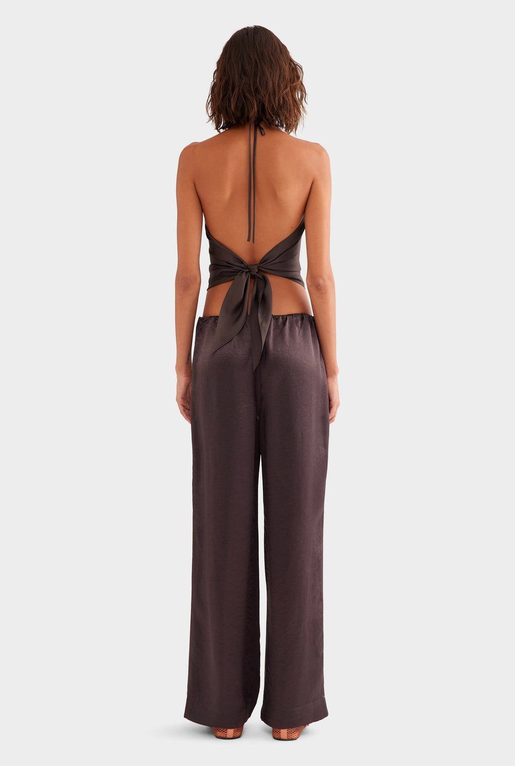 Silk Scarf Halter Top - Dark Chocolate