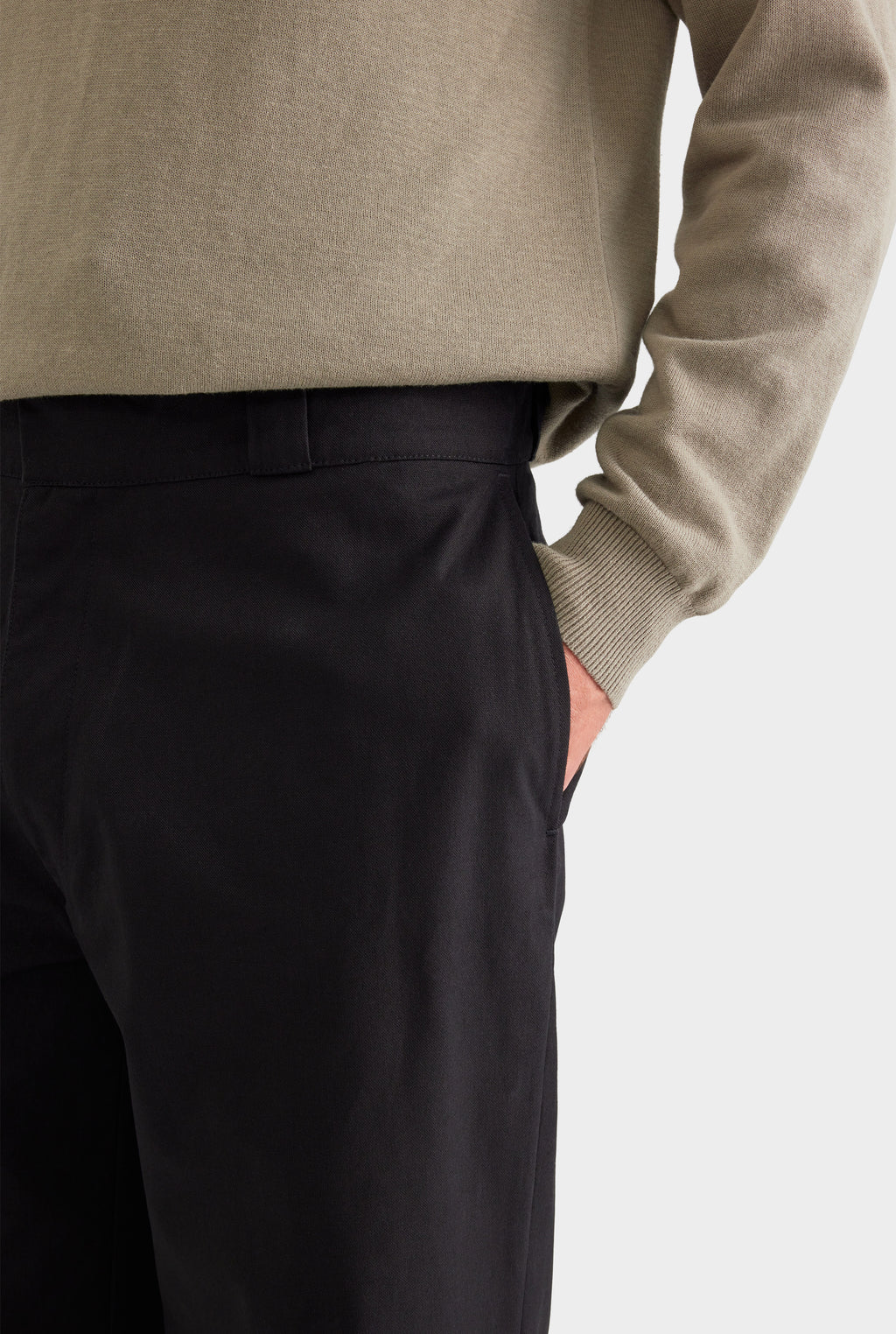 Straight Leg Cotton Canvas Pant - Black