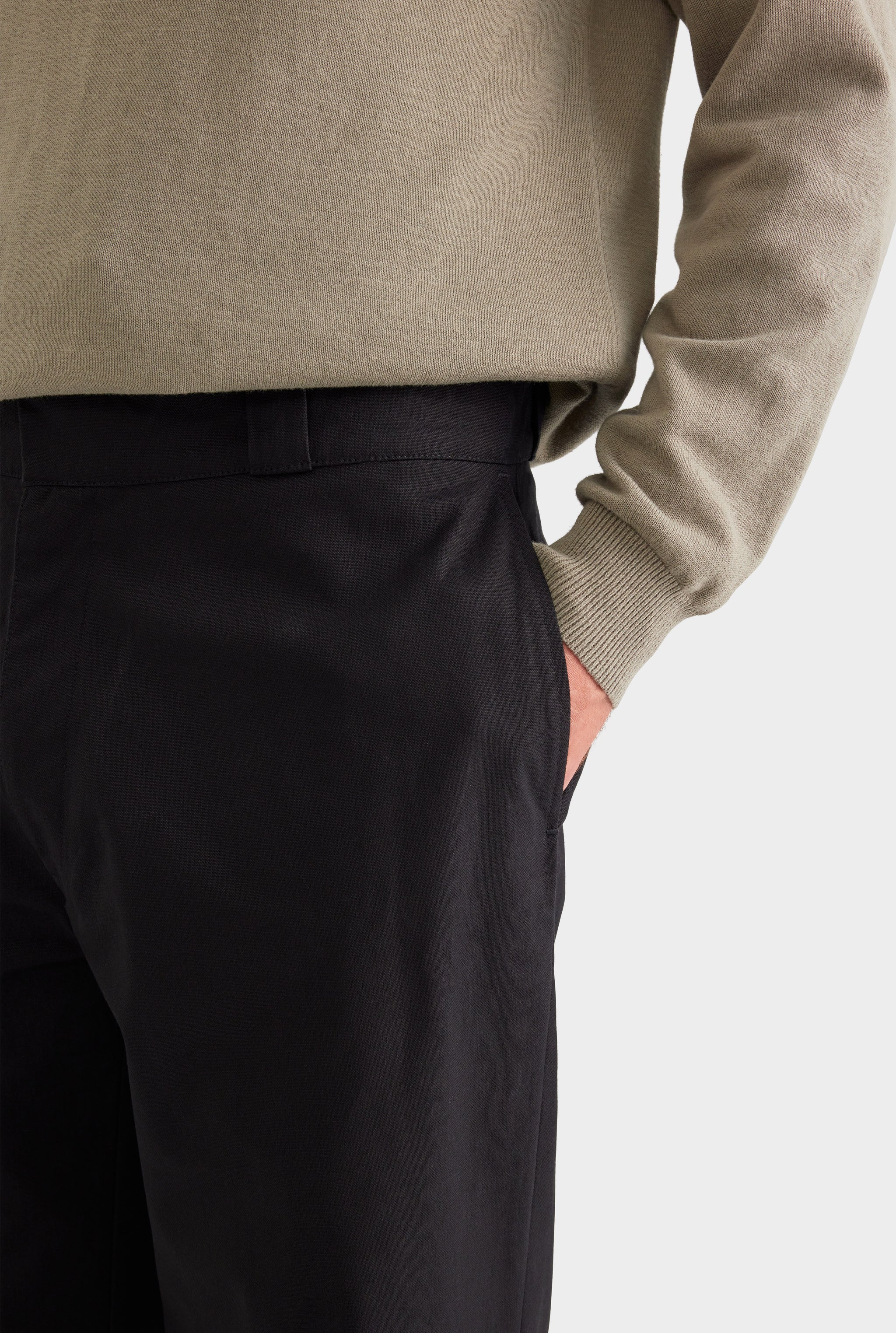 Straight Leg Cotton Canvas Pant - Black