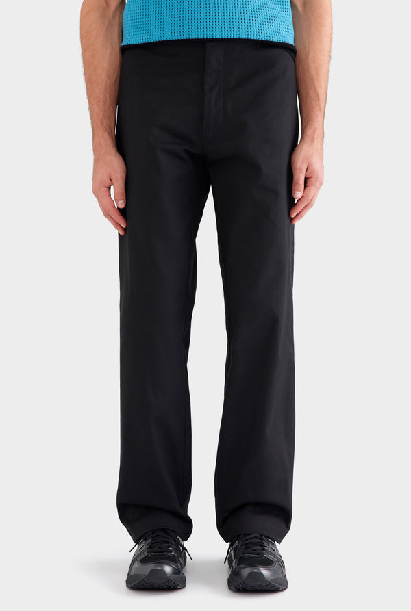 Straight Leg Cotton Canvas Pant - Black