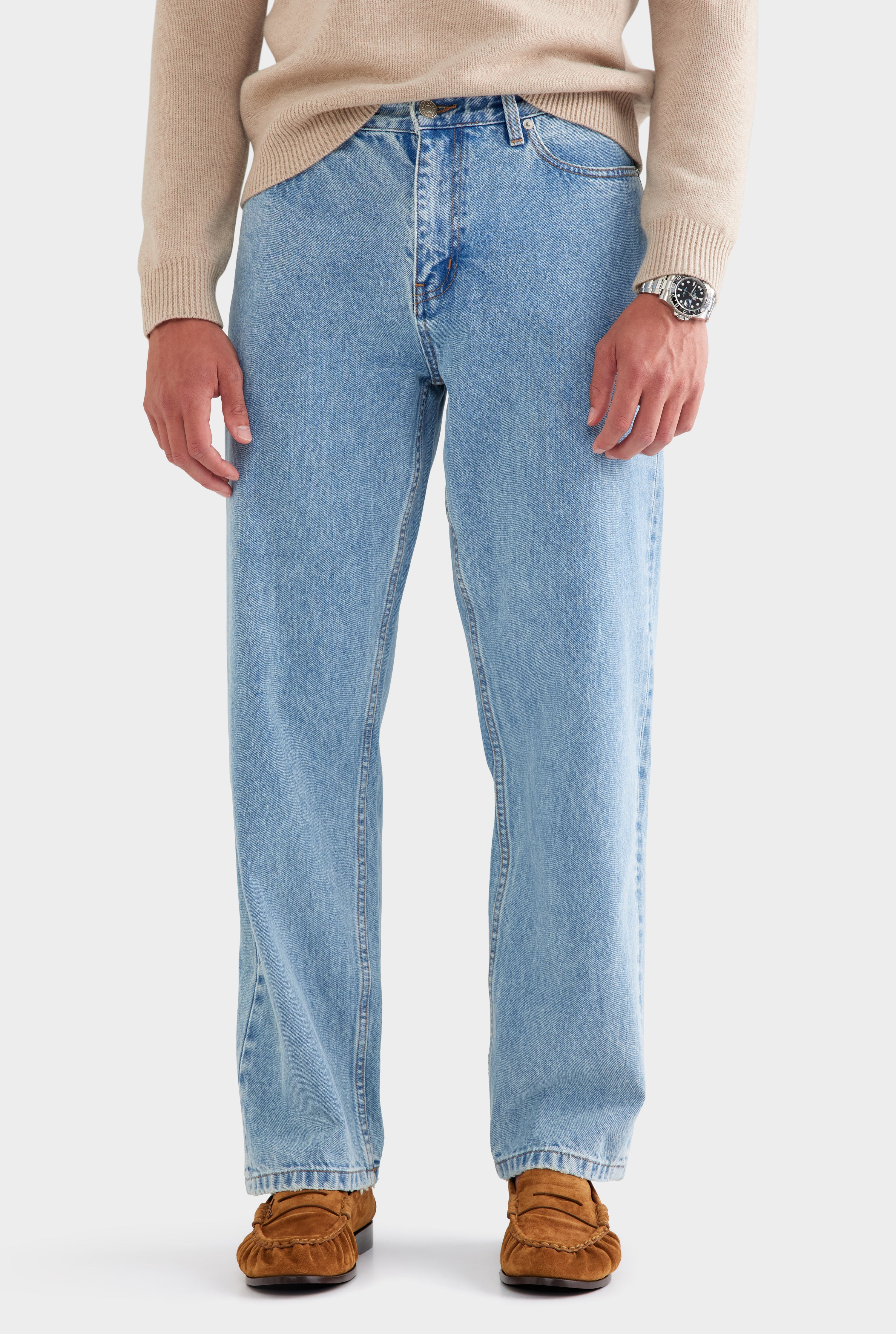 Straight Leg Denim Jean - Light Blue