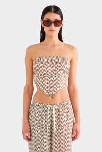 Strapless Layered Scarf Top - Pale Aqua/Peach V Monogram