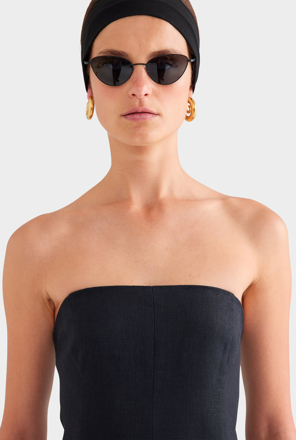 Strapless Linen Mini Dress - Black