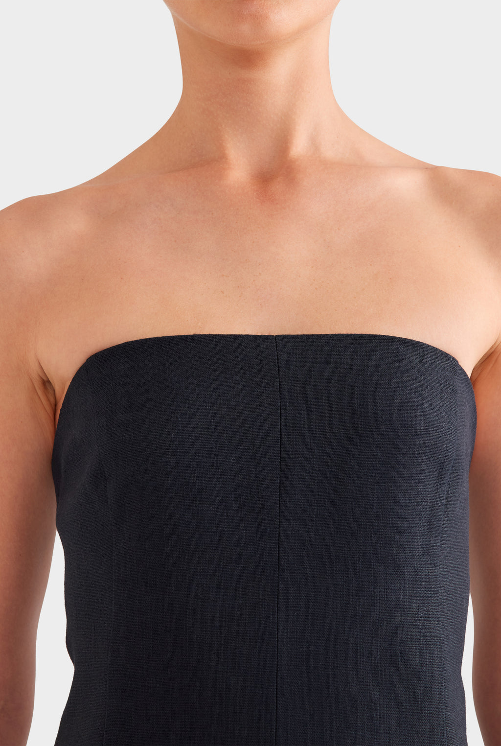 Strapless Linen Mini Dress - Black