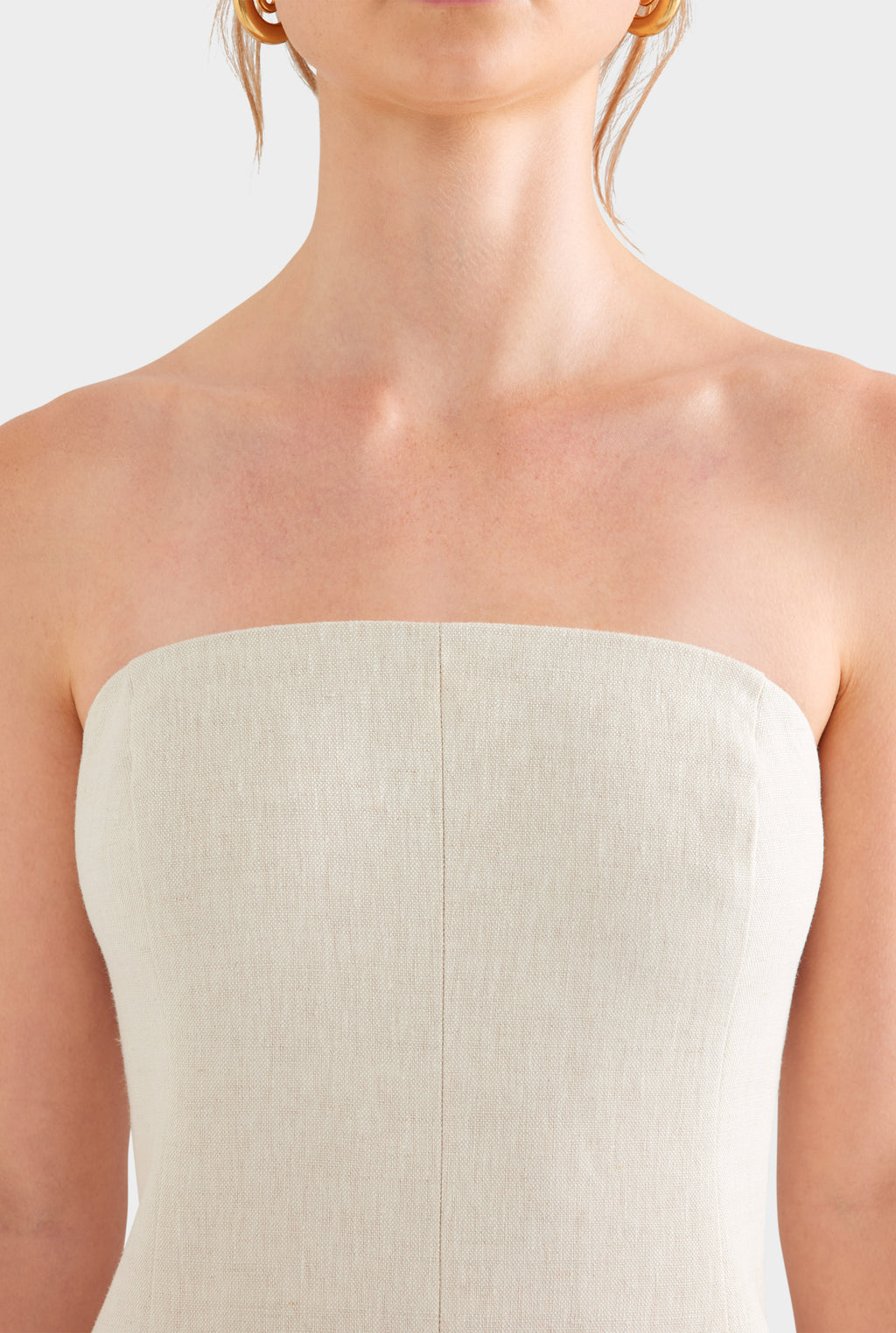 Womens Strapless Linen Mini Dress Sand | Venroy VENROY Womens Strapless Linen Mini Dress Sand | Venroy VENROY