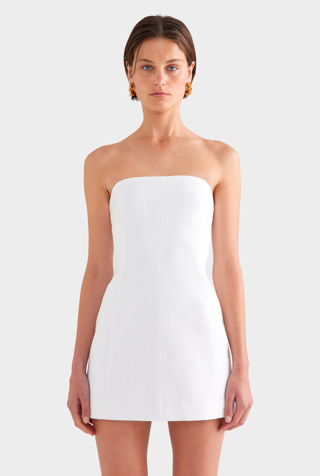 Strapless Linen Mini Dress - White