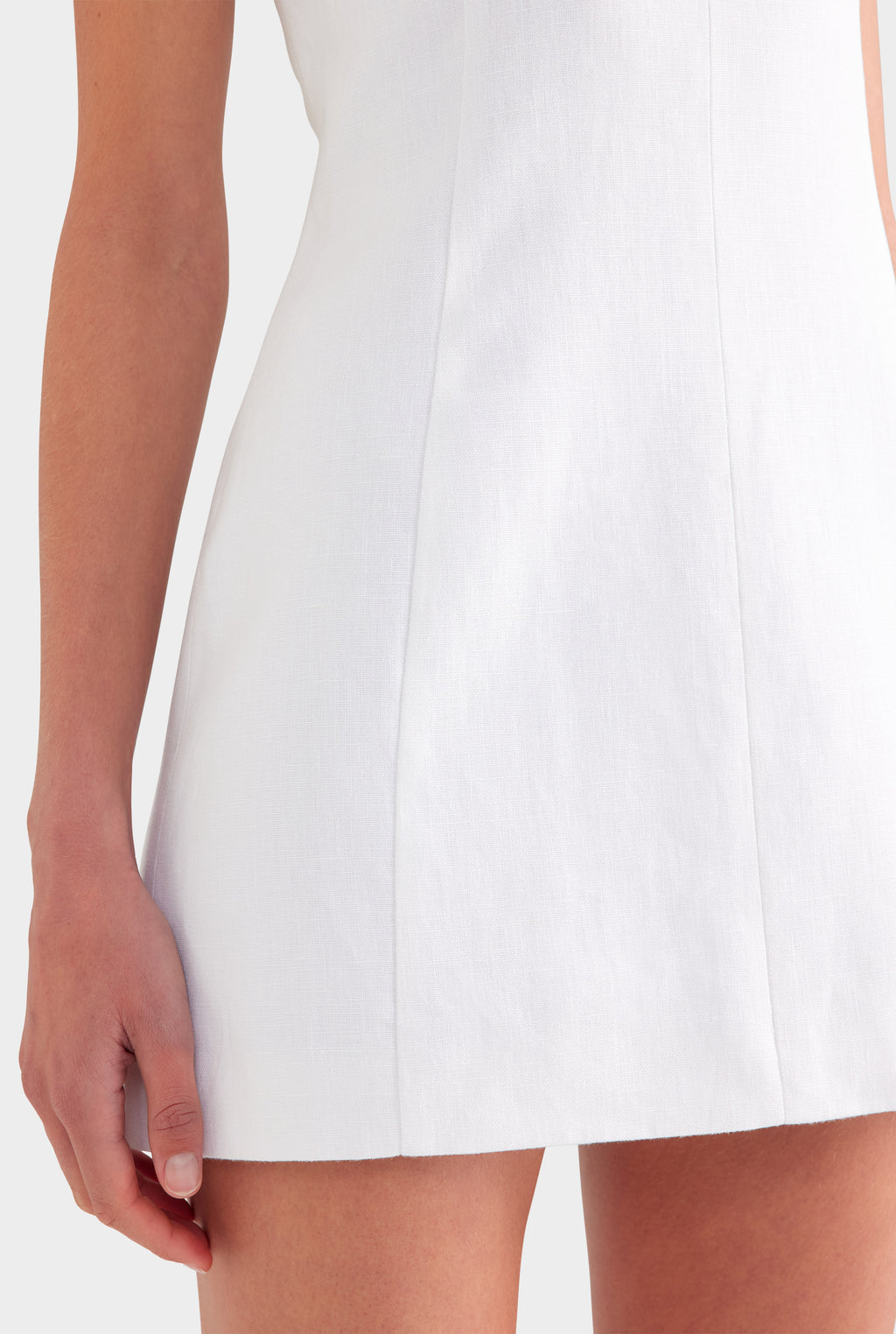 Strapless Linen Mini Dress - White