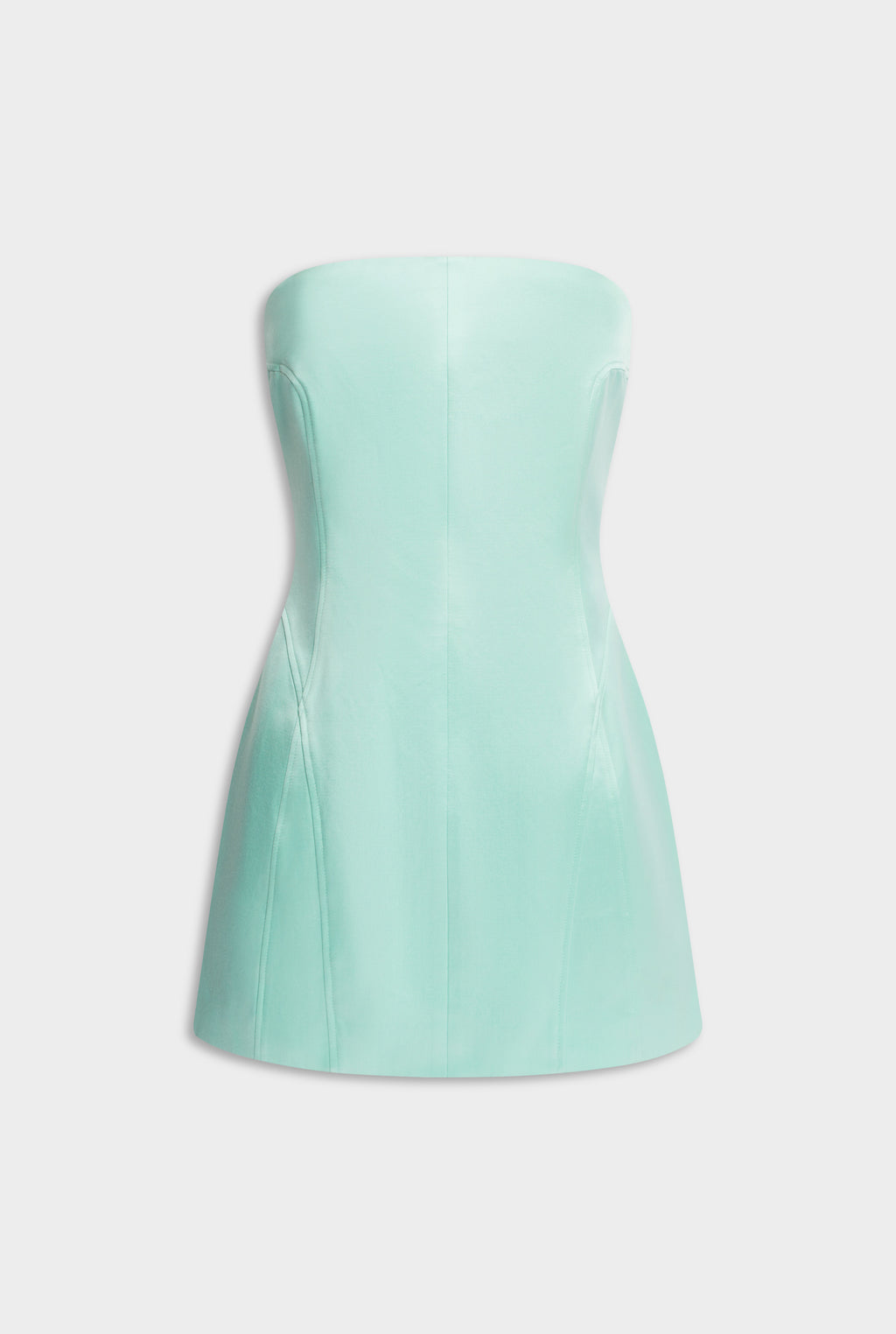 Strapless Panelled Silk Cotton Mini Dress - Seafoam