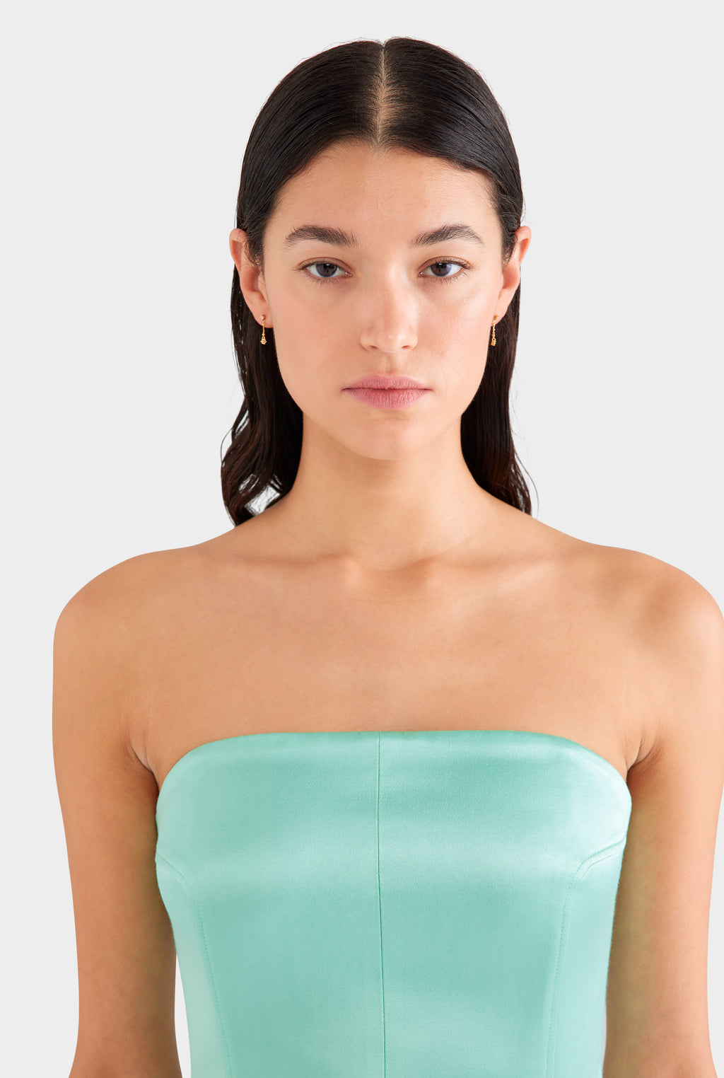 Strapless Panelled Silk Cotton Mini Dress - Seafoam