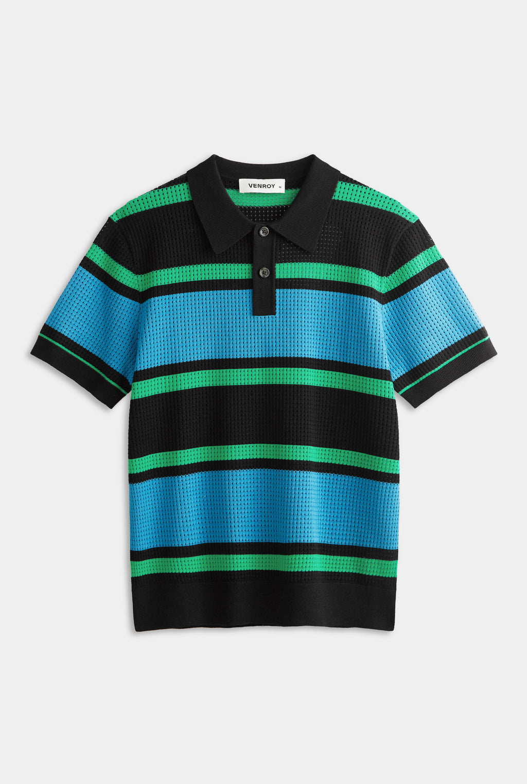 Stripe Cotton Polo - Black/Blue/Green Stripe