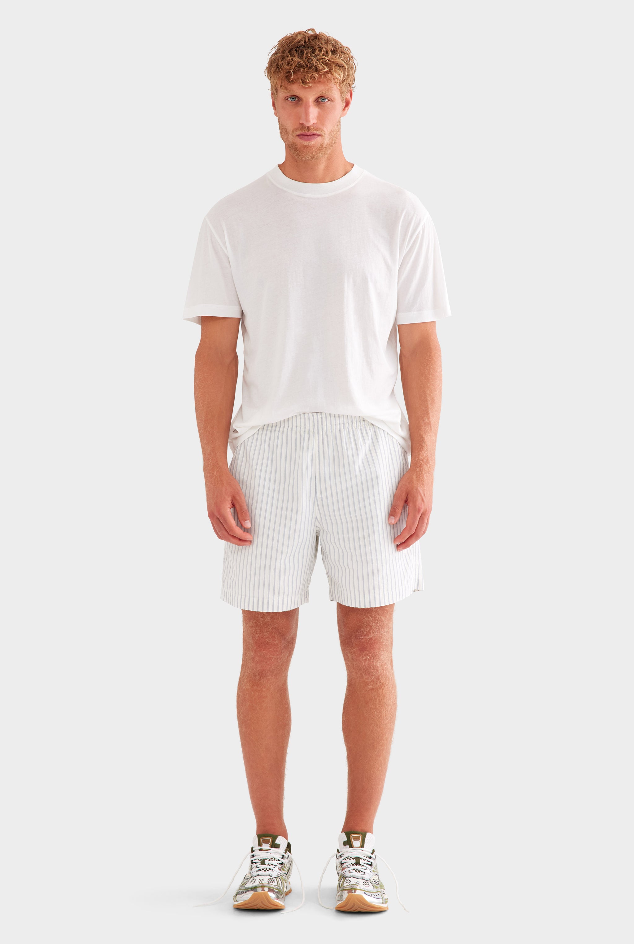 Striped Lounge Short - Off White/Navy Stripe