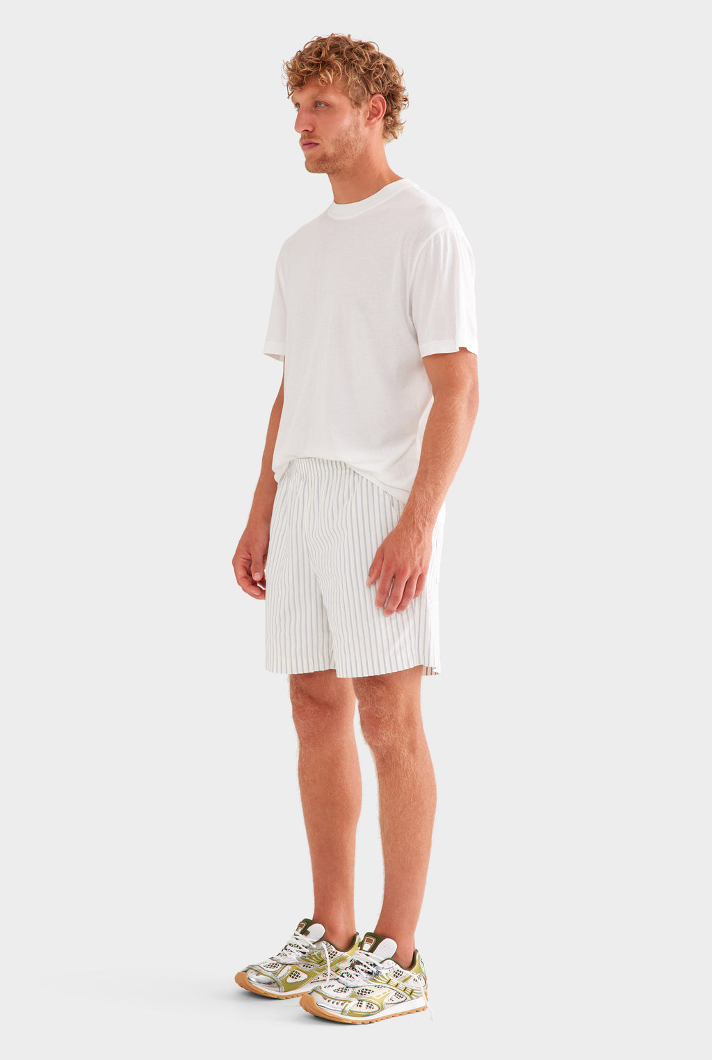 Striped Lounge Short - Off White/Navy Stripe