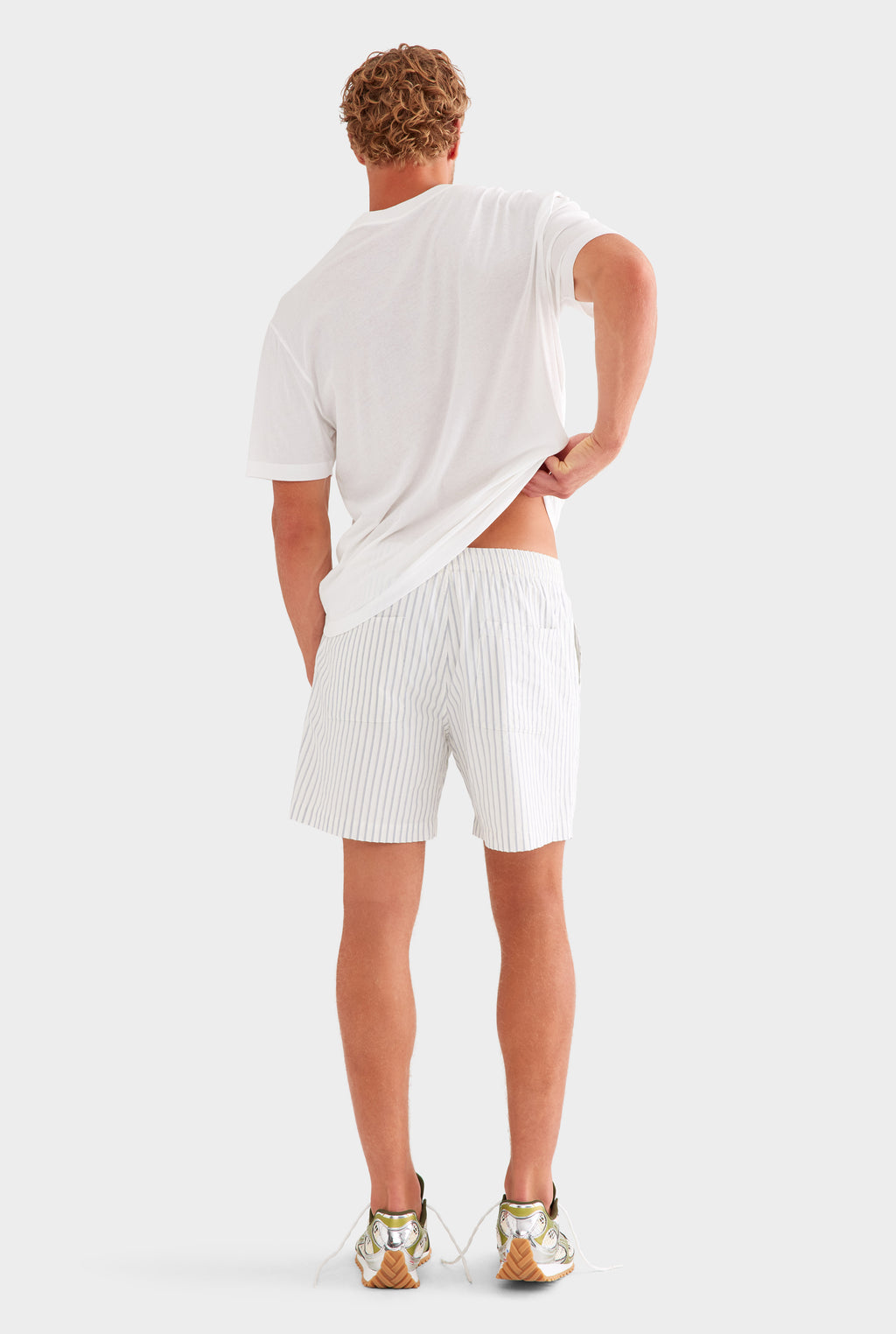 Striped Lounge Short - Off White/Navy Stripe