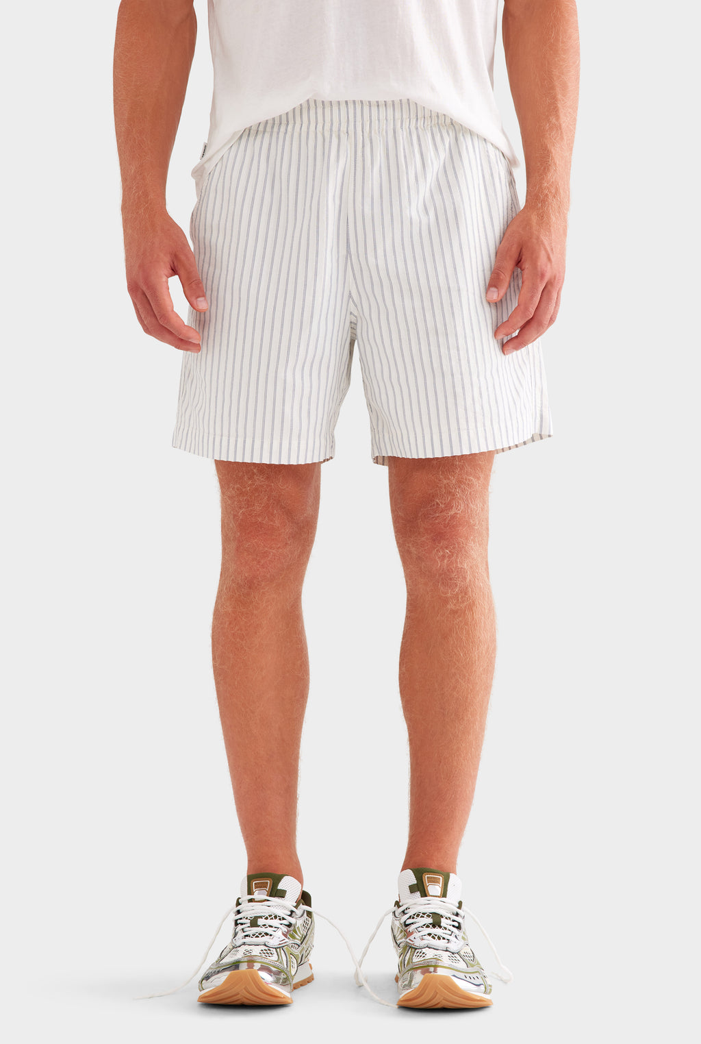 Striped Lounge Short - Off White/Navy Stripe