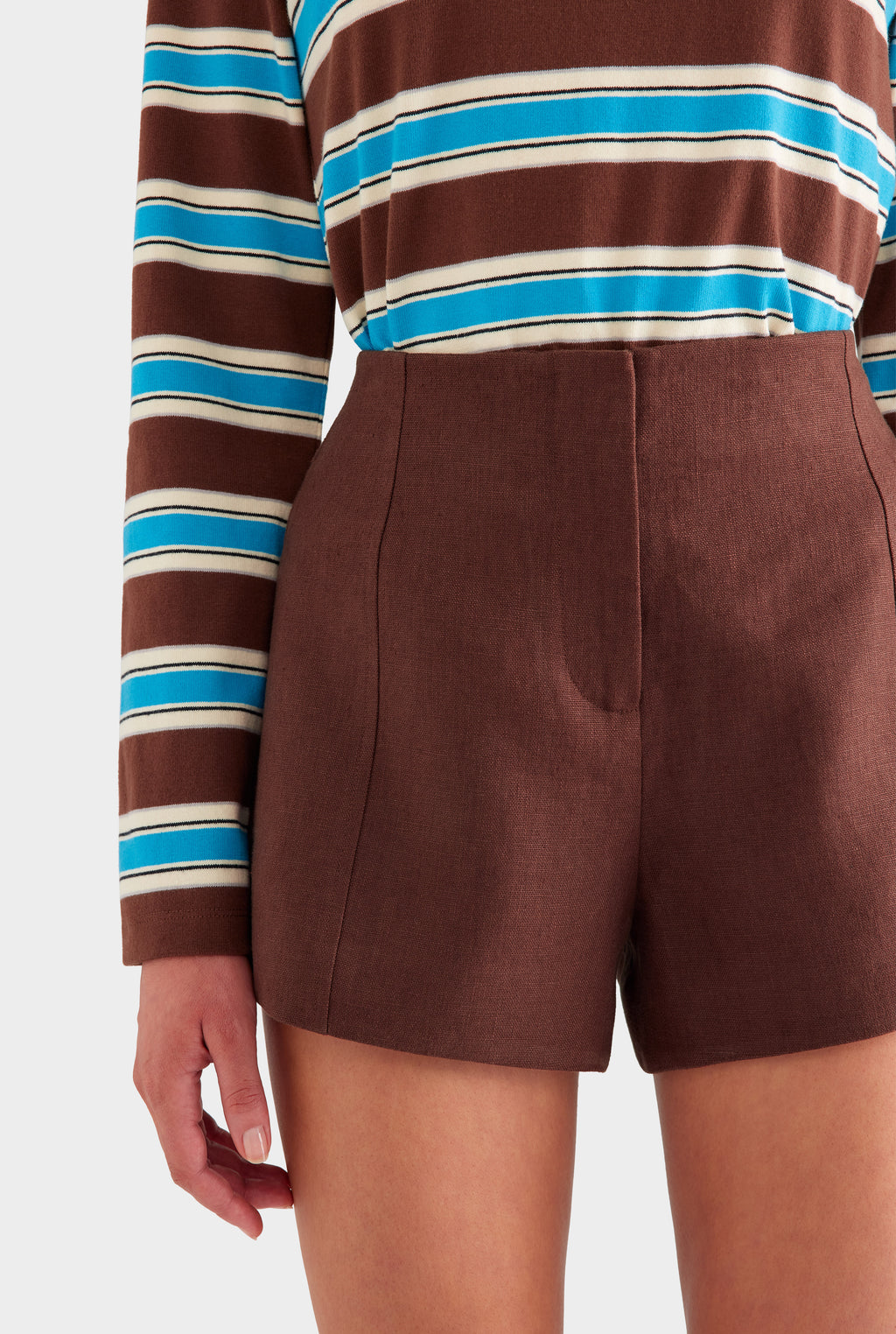 Tailored Linen Short - Chocolate