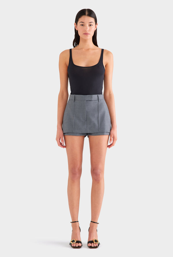 Tailored Wool Culotte Short - Dark Grey Marl