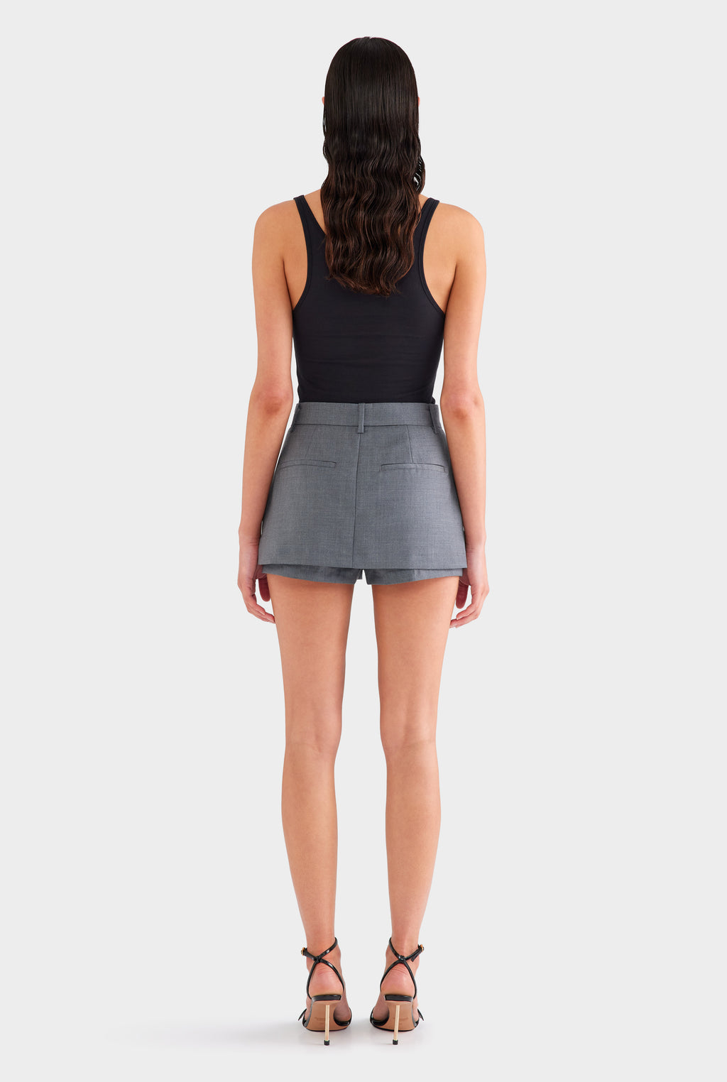 Tailored Wool Culotte Short - Dark Grey Marl
