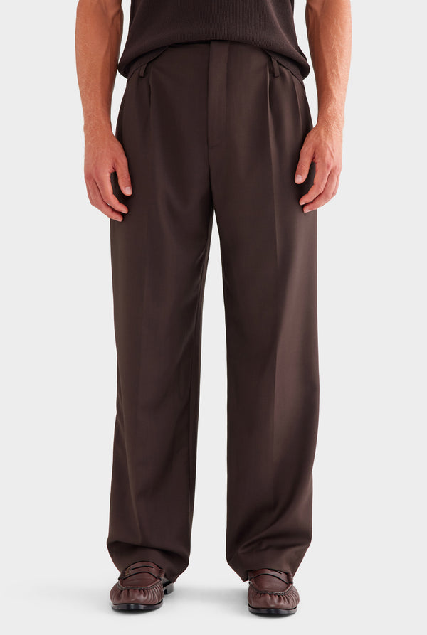 Tailored Wool Suit Trouser - Dark Chocolate