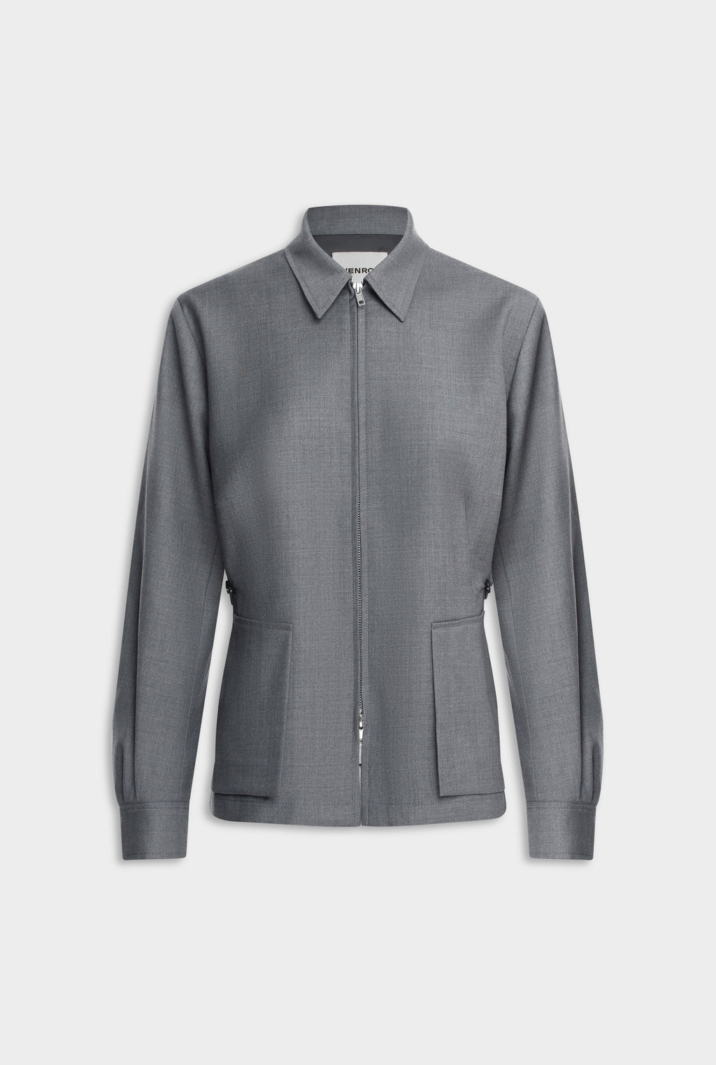 Tailored Wool Zip Suit Jacket - Dark Grey Marl