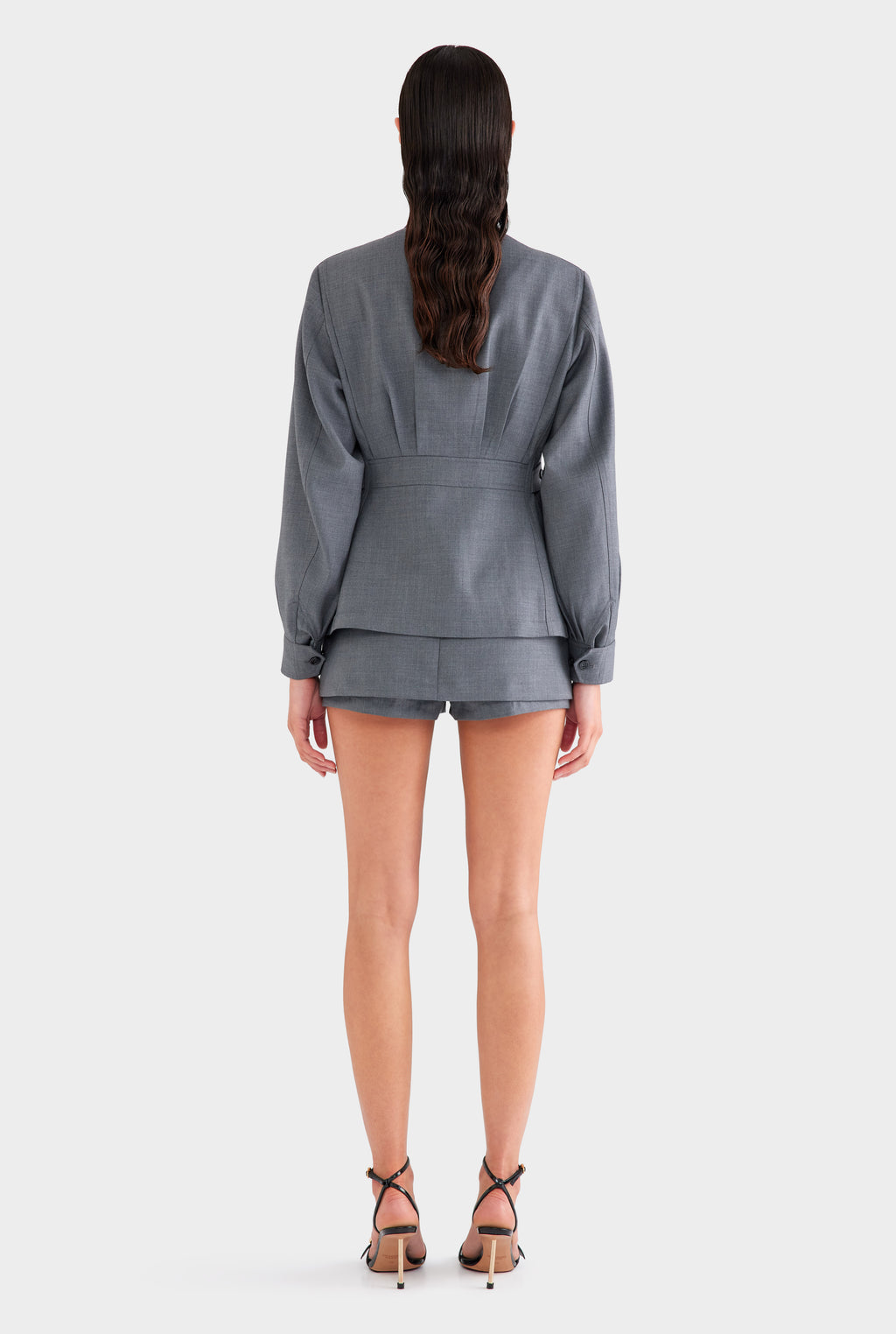 Tailored Wool Zip Suit Jacket - Dark Grey Marl