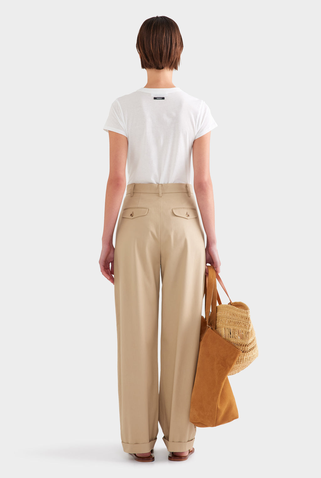 Tapered Cotton Pleat Pant - Pale Khaki