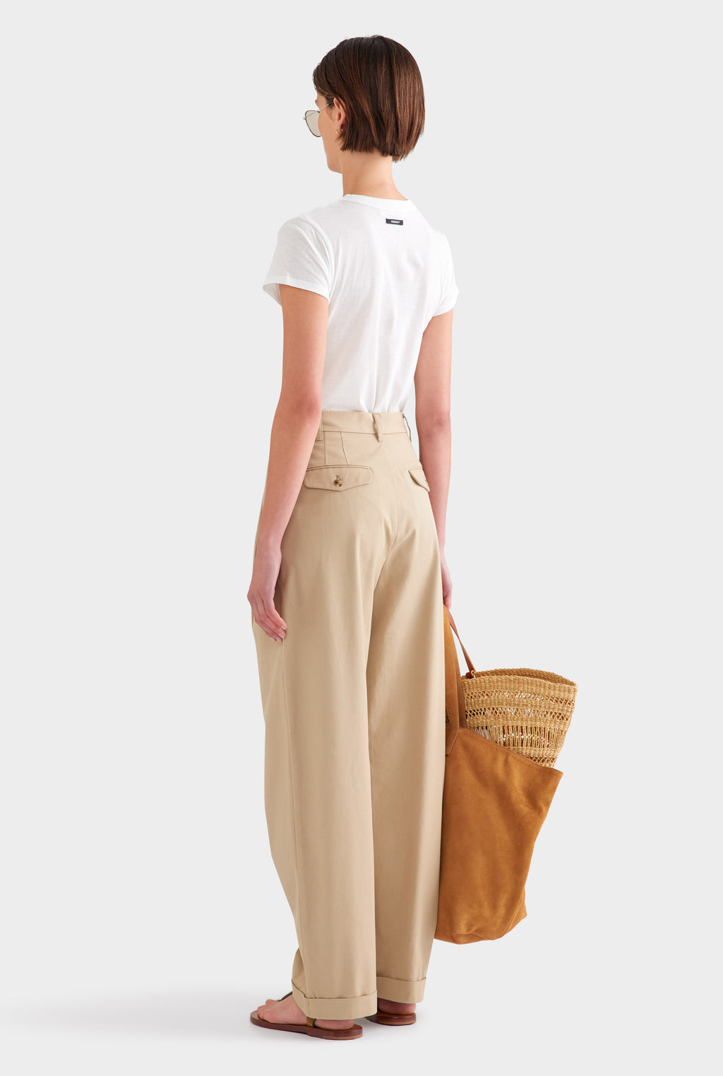 Tapered Cotton Pleat Pant - Pale Khaki