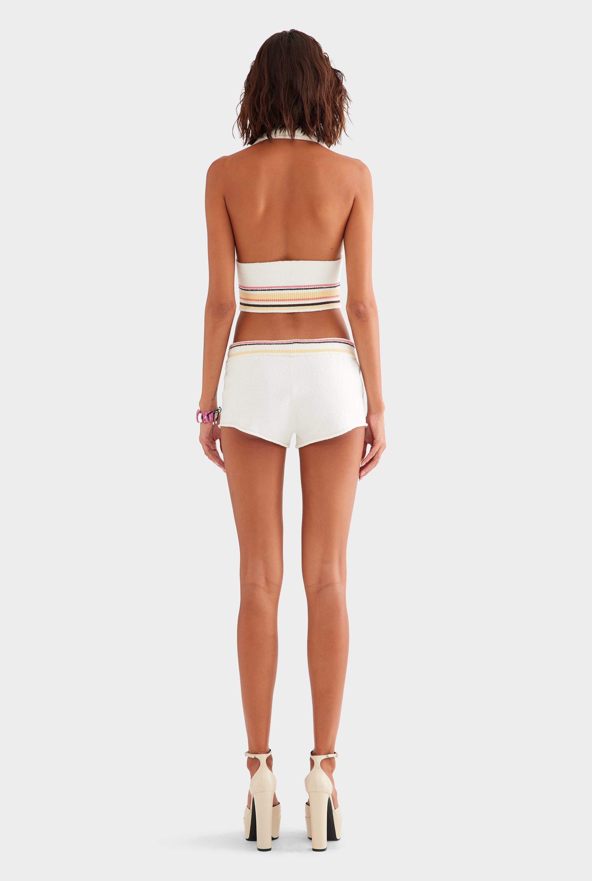 Terry Knit Halter - Off White/Multi Stripe