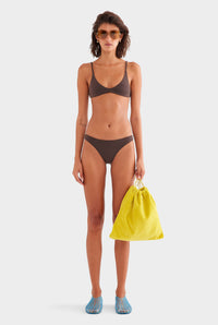Ruched Terry Bikini Brief - Dark Chocolate