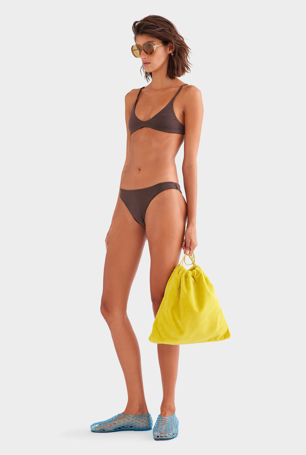 Ruched Terry Bikini Brief - Dark Chocolate