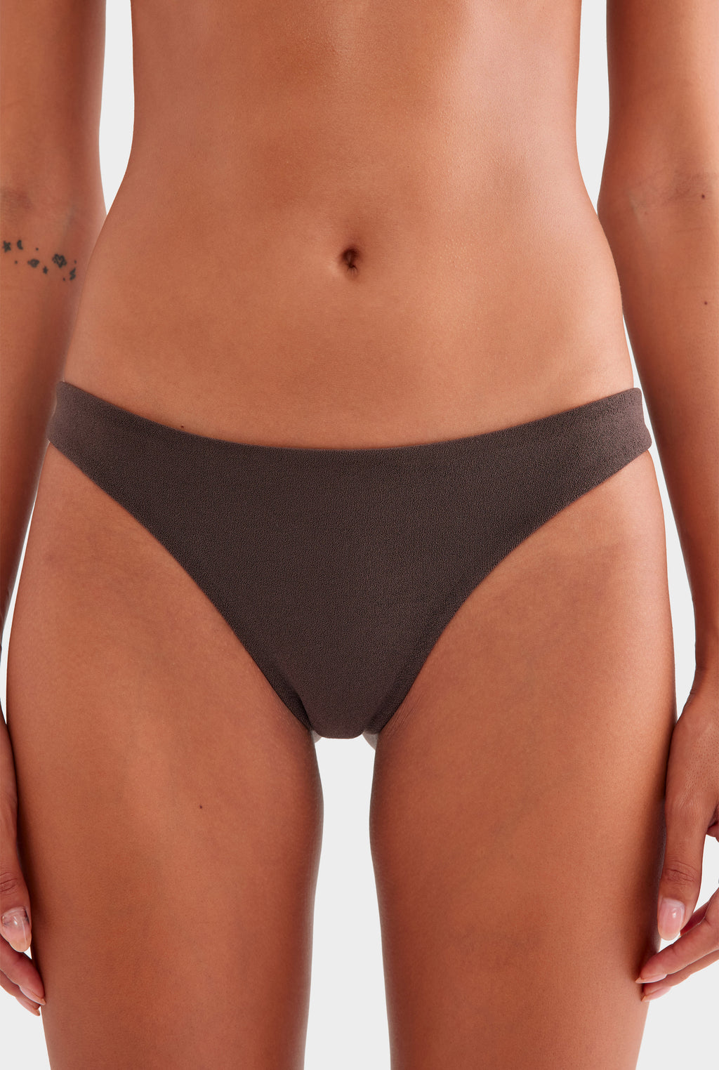 Ruched Terry Bikini Brief - Dark Chocolate
