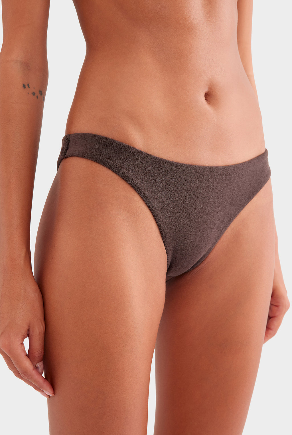 Ruched Terry Bikini Brief - Dark Chocolate
