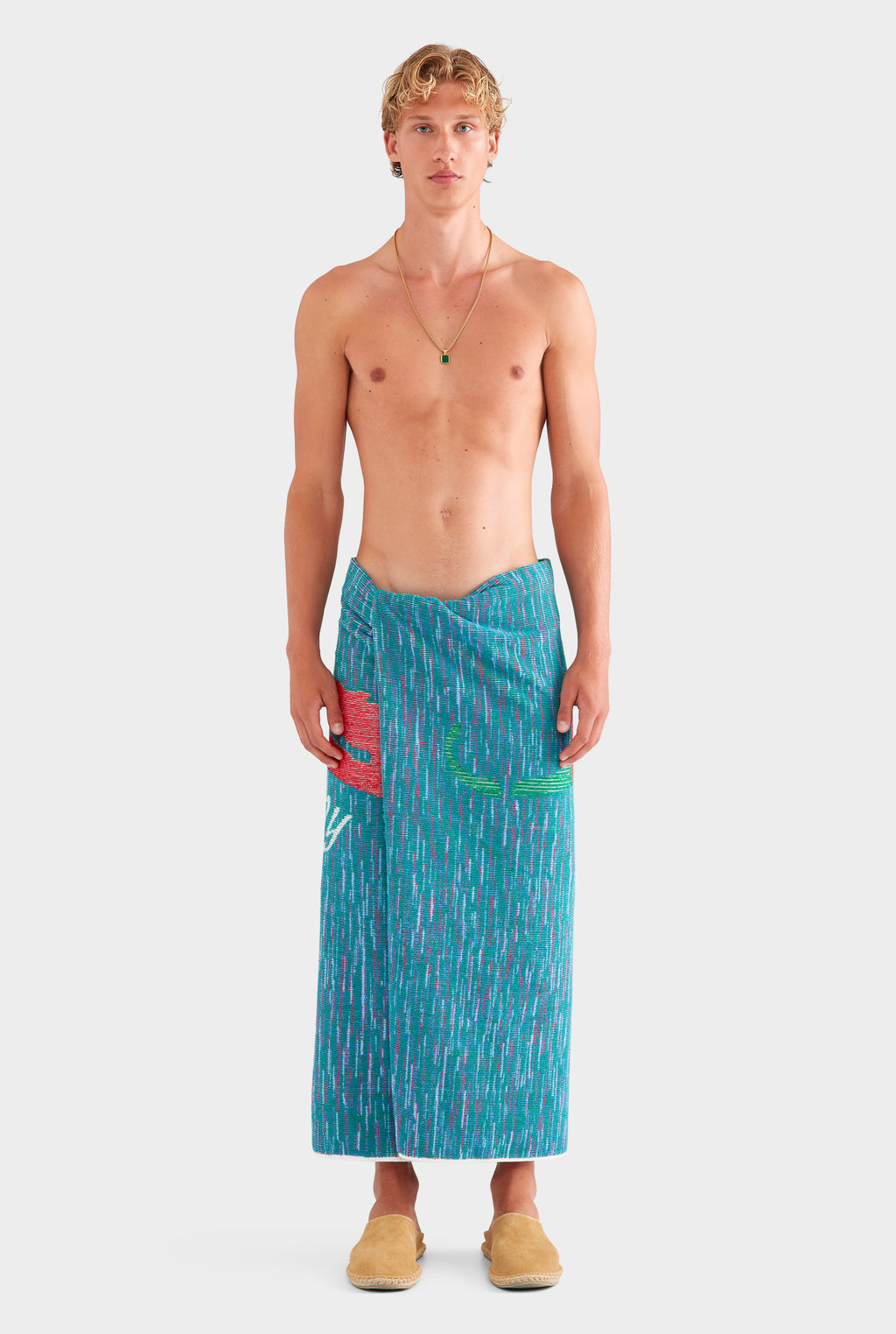 Chilli Jacquard Towel - Ocean Blue/Chilli