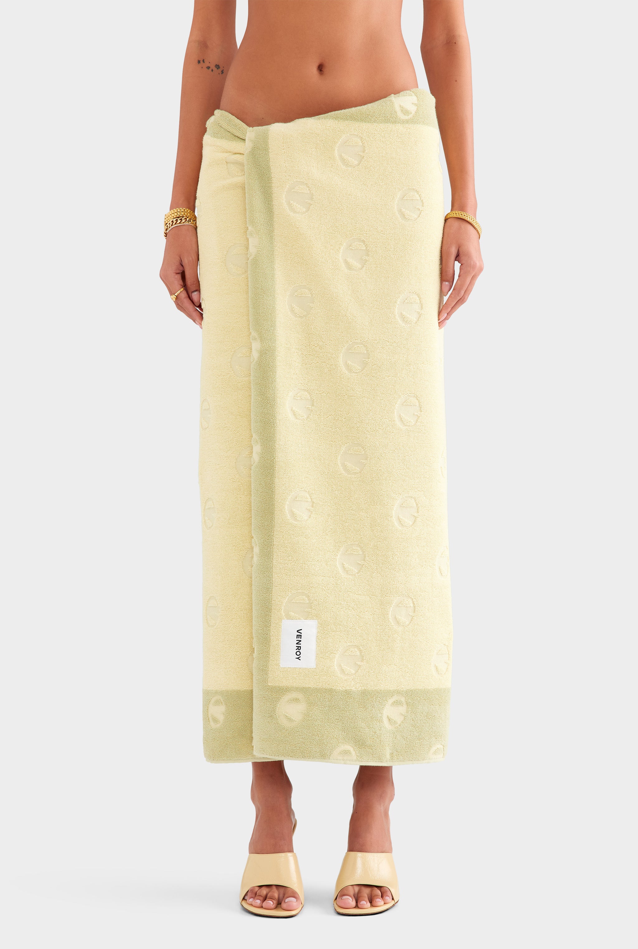 Jacquard Border Towel - Pastel Yellow/Pistachio