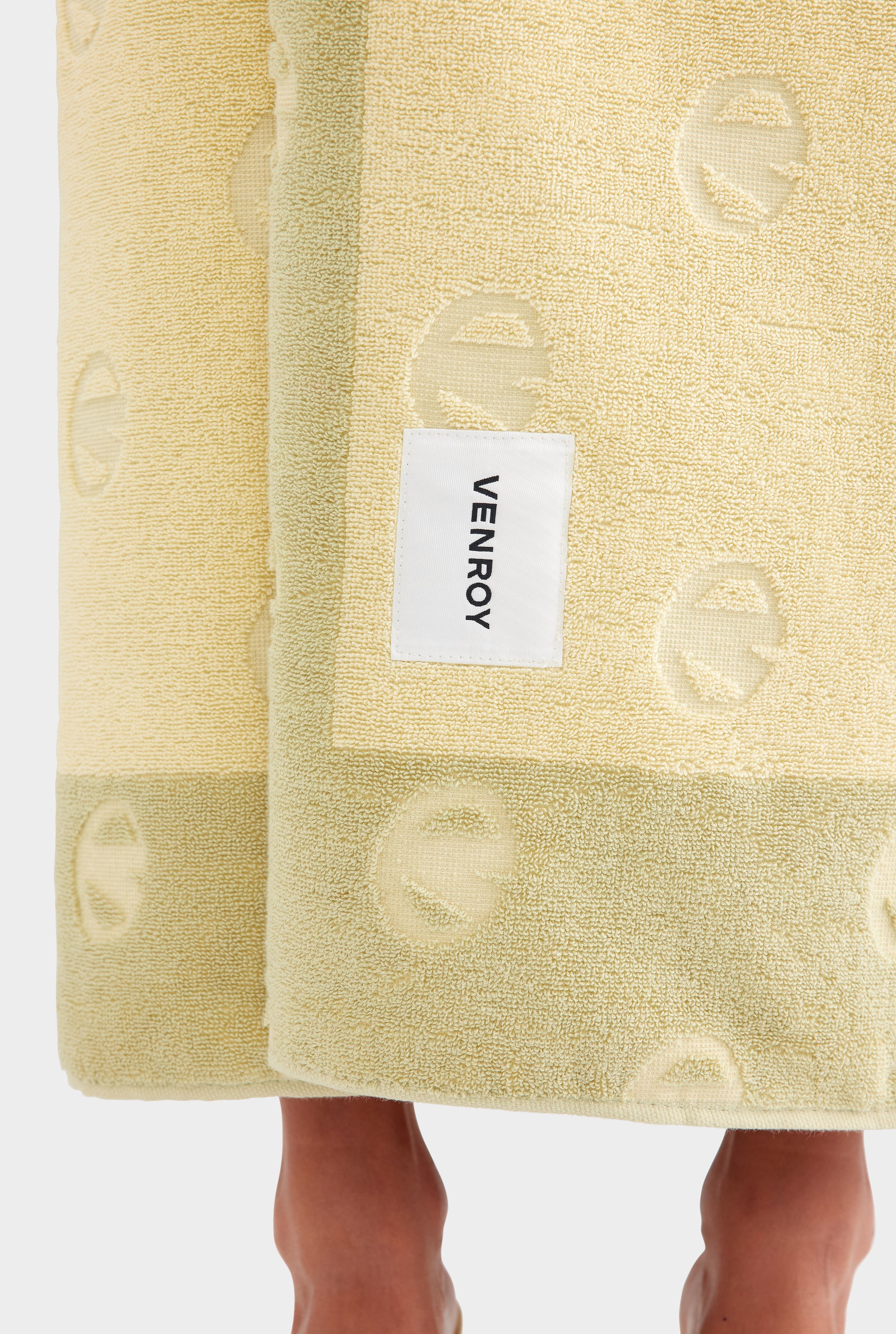 Jacquard Border Towel - Pastel Yellow/Pistachio