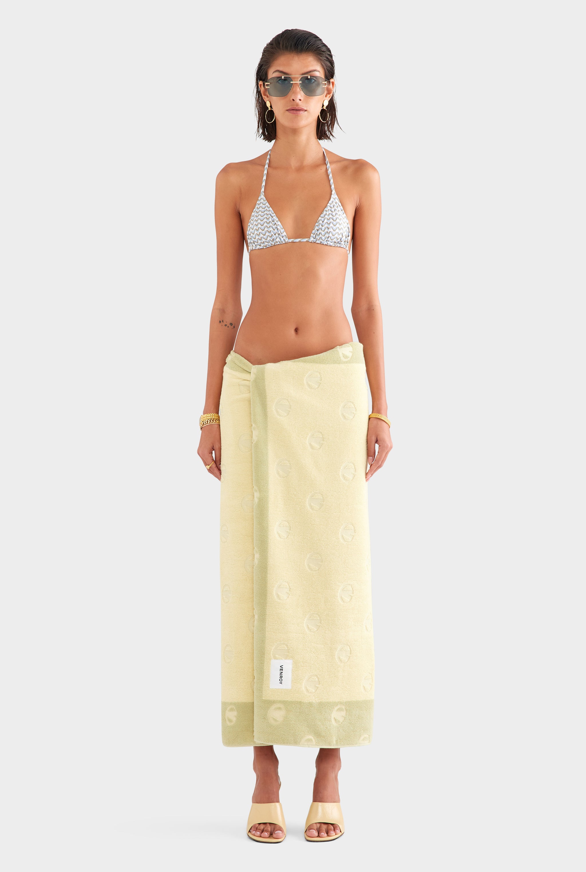 Jacquard Border Towel - Pastel Yellow/Pistachio