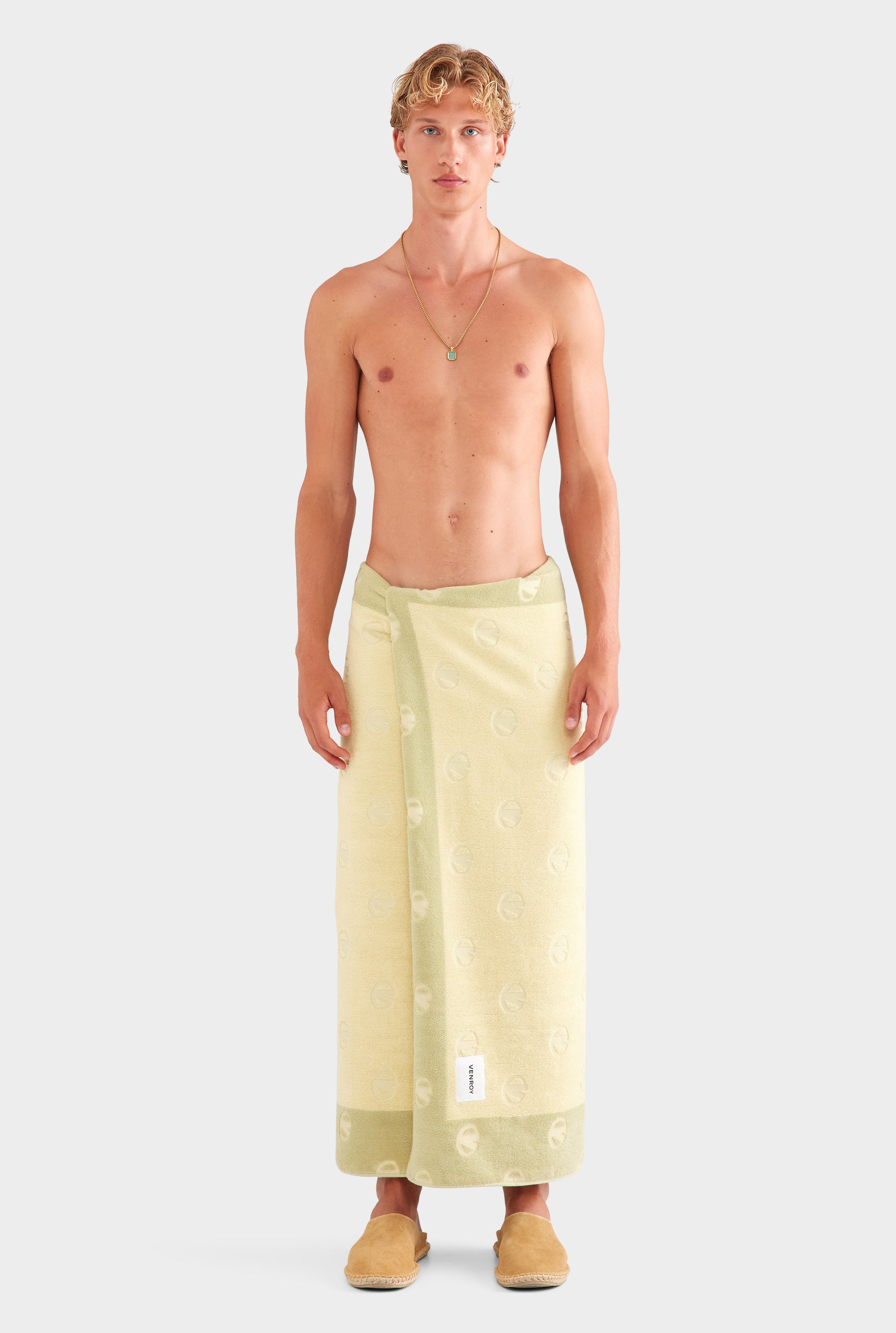 Jacquard Border Towel - Pastel Yellow/Pistachio