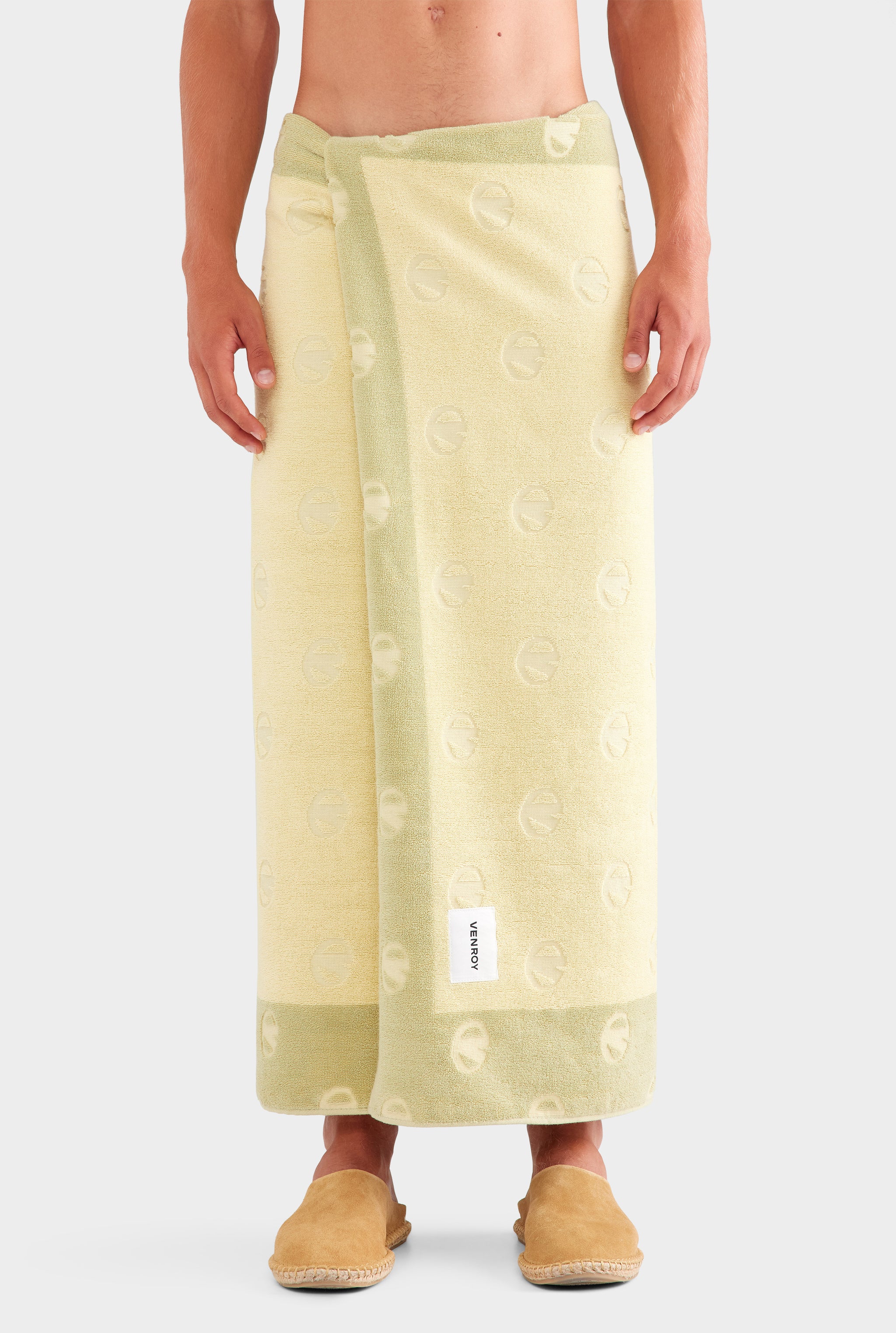 Jacquard Border Towel - Pastel Yellow/Pistachio