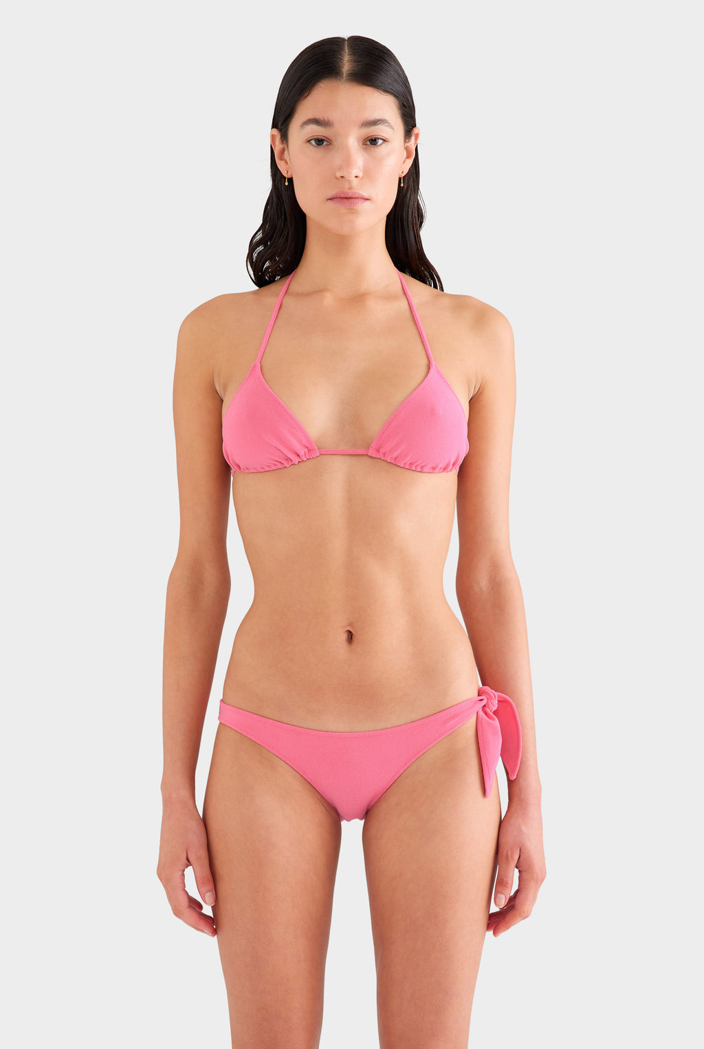 Side Tie Terry Bikini Brief - Hot Pink