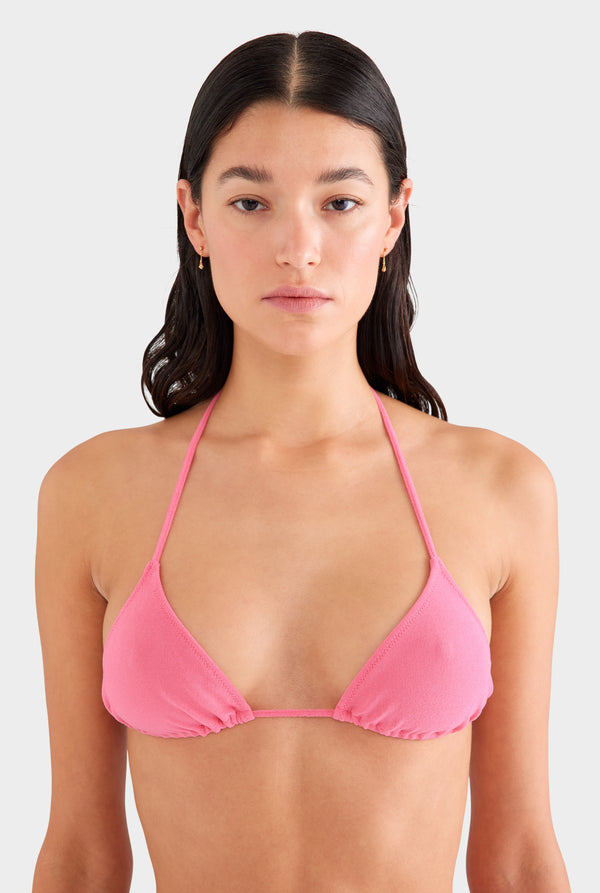 Terry Triangle Bikini - Hot Pink