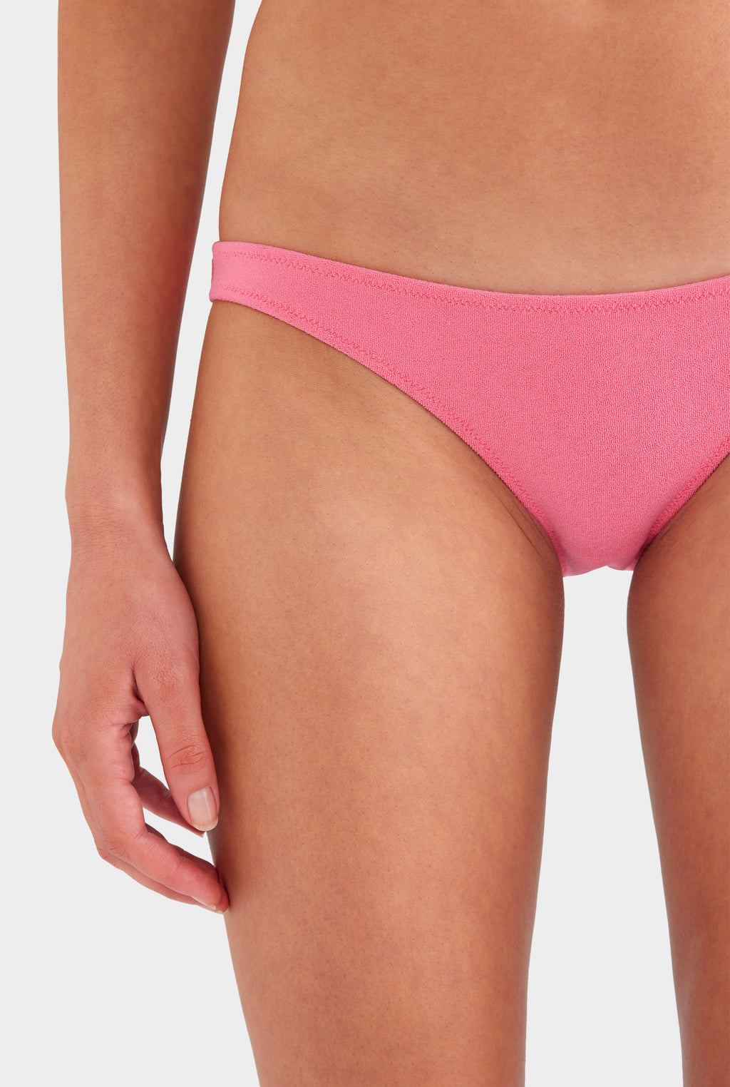 Side Tie Terry Bikini Brief - Hot Pink