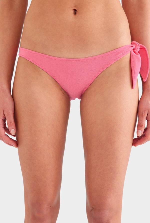 Side Tie Terry Bikini Brief - Hot Pink