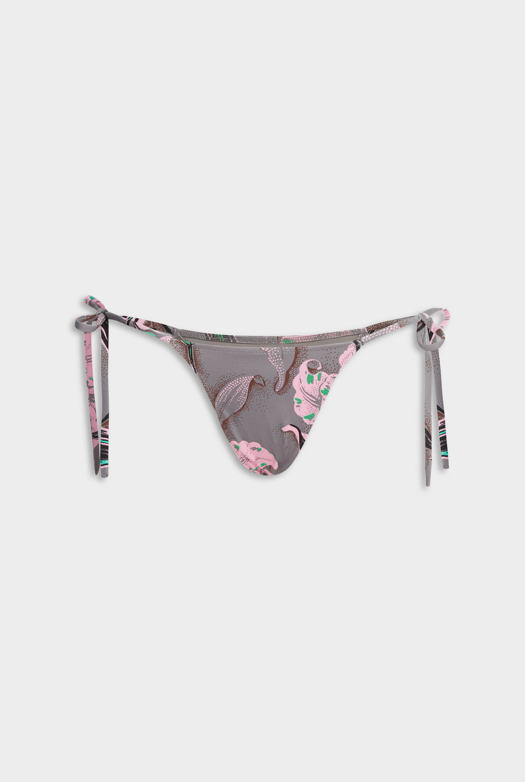 Tie Side Bikini Brief - Grey/Pink Lily