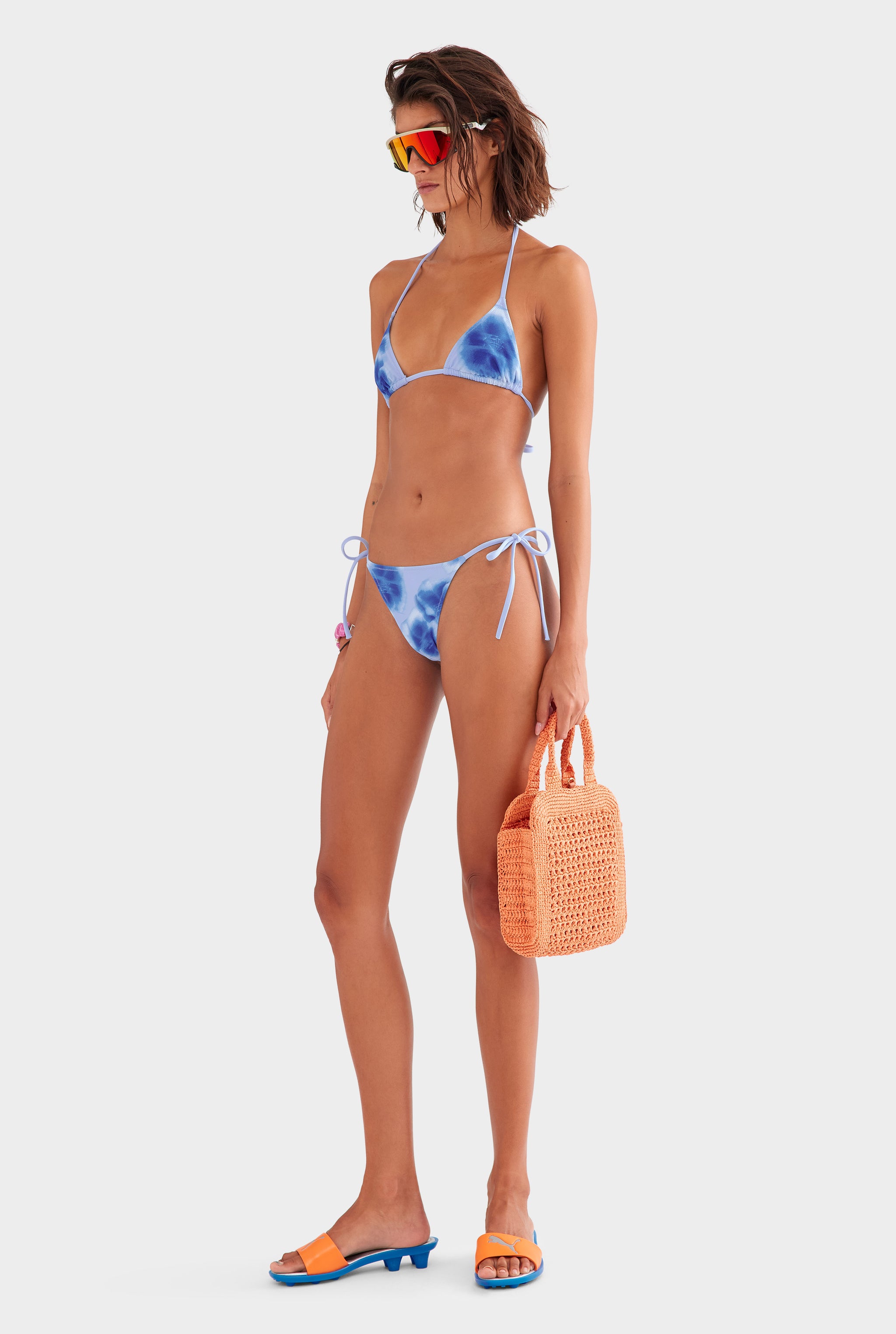 Tie Side Bikini Brief - Powder Blue Blurred Floral