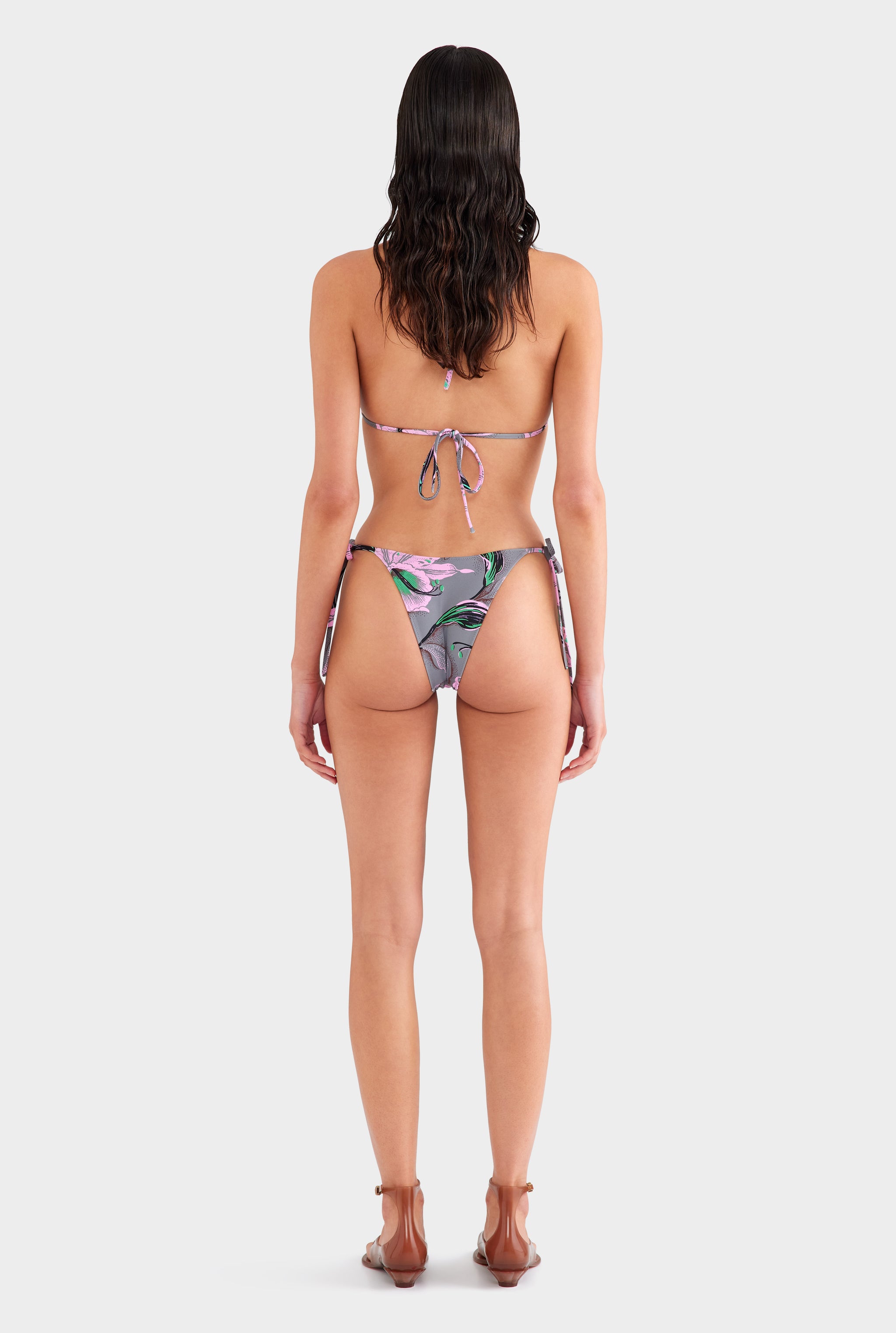 Triangle Bikini - Grey/Pink Lily